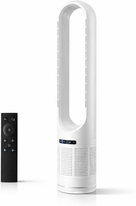 41" Bladeless Tower Fan with Air Filter, 80° Oscillating Fan with Remote Control, 8 Speeds, 8H Timer, Quiet Cooling Fan with LED Display, Standing Fan for Bedroom, Home, Office
