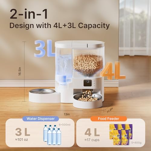 Automatic Cat Feeder and Water with Camera Plus Extra 6 Pcs Replacement Desiccant Bag