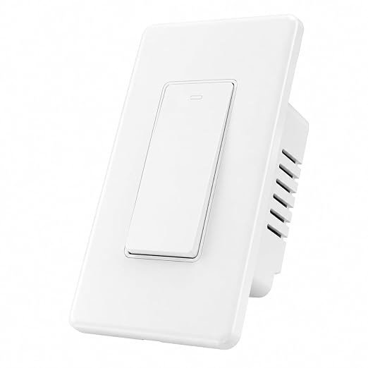 Smart Switch 1 Gang, Neutral Wire Required, 2.4GHz Wi-Fi Light Switch Compatible with Alexa and Google Home, UL Certified