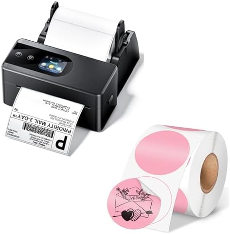 Phomemo Thermal Label Printer Upgraded with Touchable Screen, Shipping Label Printer for Small Business, 4x6 Wireless Thermal Label Printers for Shipping Package, with 750 Labels, Pink