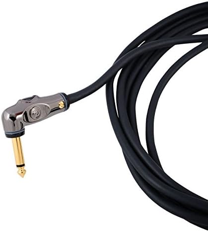 D'Addario Guitar Cable - Guitar Lead - Gold Plated - 1/4 Inch Male to 1/4 Inch Male - Circuit Breaker Cable - 10 Feet/3.05 Meters - Straight End/Right Angle - 1 Pack