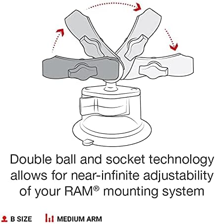 RAM MOUNTS X-Grip Windshield Phone Mount with Twist-Lock Suction Cup Base, Universal Car & Truck Smartphone Holder, B Size Medium Arm – RAP-B-166-UN7U