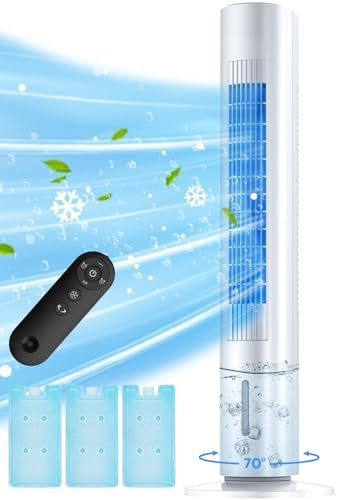 35 INCH Evaporative Air Cooler, 2024 Upgraded Swamp Cooler Air Conditioner w/Cooling Mode, 3 Speeds, Smart Timer for Auto-Off, 20Ft Remote, 70° Wider Oscillation, Air Cooler for Room Bedroom