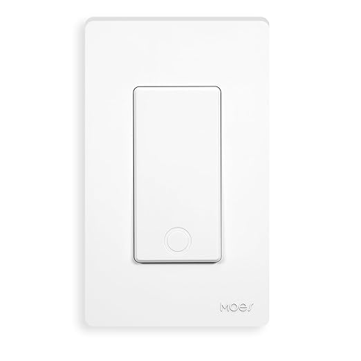 MOES Smart Single Pole Light Switch, 2.4GHz WiFi Wall Switch, Needs Neutral Wire, Multi-Control, Smart Life/TUYA APP Control, Voice Control with Alexa/Google Home, White 1 Gang