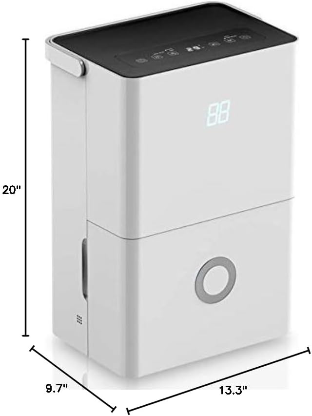 SereneLife 50-Pint Electric Home Compact Dehumidifier - 3000 Square Feet Quiet Electric Dehumidifiers For Home Closet Basement w/ 4L Water Tank Capacity, Removes Moisture - SereneLife SLDEHU50, White