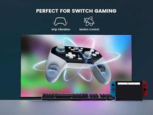 GameSir Super Nova Wireless Gaming Controller for PC/Switch/iOS/Android, Hall Effect Stick & Trigger, RGB Lighting, Swappable ABXY, Detachable Faceplate, 1000mAh with Charging Dock - Black&White”