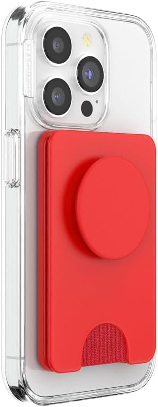 PopSockets Phone Wallet for MagSafe, Phone Card Holder with Grip, Red - Rosso