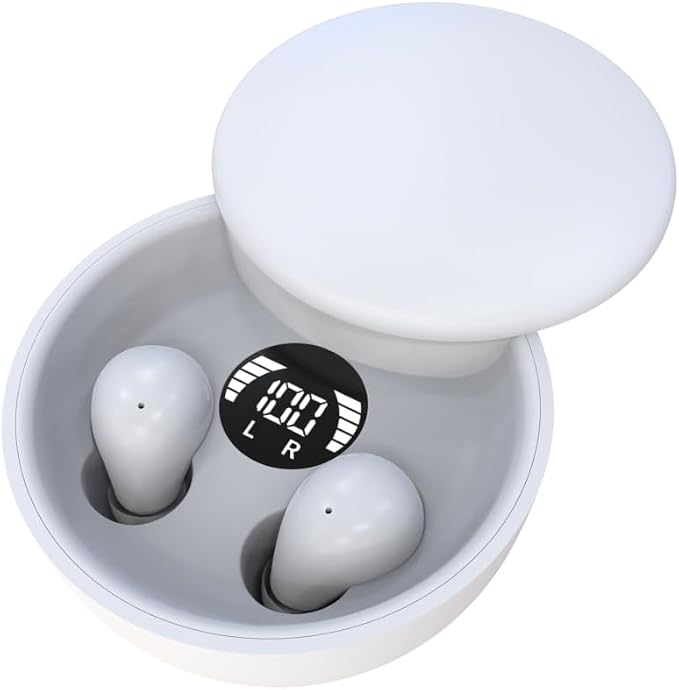 Mini Invisible Headphones Bluetooth 5.4 True Wireless Hidden in-Ear Earphones Sport Audio Earbud,Comfortable Mini Earbuds for Sleep Friendly Side Sleeping Earphones, for Work (White)