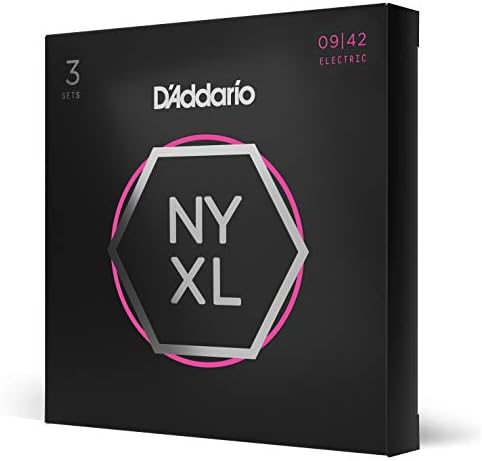 D'Addario Electric Guitar Strings, NYXL Nickel Plated, NYXL0942-3P, Super Light 09-42, 6-String Set, Pack of 3