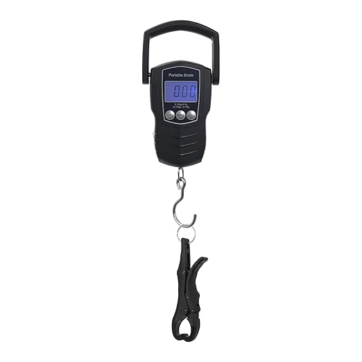 Digital Fish Scale, 75KG （165LB） Professional Fishing Scale Luggage Scale & Fish Lip Gripper Set with 5FT Tape Measure (with A Lip Gripper)