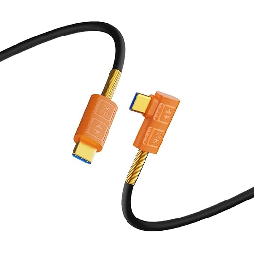 10 inch USB 4.0 Type C Silicone Cable, 40Gbps Bidirectional Data, 240W PD Charging, 8K@60Hz Video, Straight to Left Right Angle Cord Compatible with Thunderbolt 4/3, Gaming Laptop, Monitor