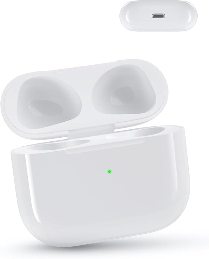 Wireless Charging Case Replacement Compatible with AirPod 3rd Generation, Qi-Certified for AirPods 3 Gen Charger Case, Bluetooth Pairing Sync Button, 600 Mah Built-in Battery (Case Only)