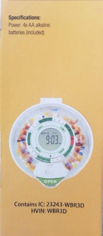 LiveFine WiFi Automatic Pill Dispenser and Remote Medication Monitoring System with Locking Key, 28-Day Medication Organizer Up To 9 Doses Per, Adjustable Light/Sound Alarms For Prescriptions & Vitami