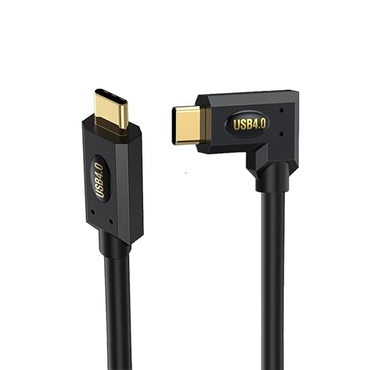 1ft 40Gbps USB 4.0 Type C Cable, 240W 5A PD Straight USB C Male to 90 Degree Angle Left & Right Angle USB C Male Cord for Smartphones, Laptops, Thunderbolt 3, Support 8K@60Hz