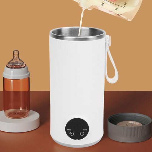Travel Electric Kettle, Portable Mini Kettle, USB Rechargeable Hot Water Boiler with Rotary Stirrer, 400ML 55°C, Travel Kettle for Coffee, Tea, Milk