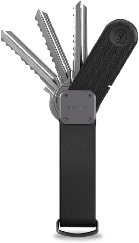 Ekster Key Tracker | Two Way Ringing GPS & Bluetooth Item Finder with LED Light for Men & Women | Trackers Device | Lost Car Keychain Locator | Smart Keys Finders (Black)