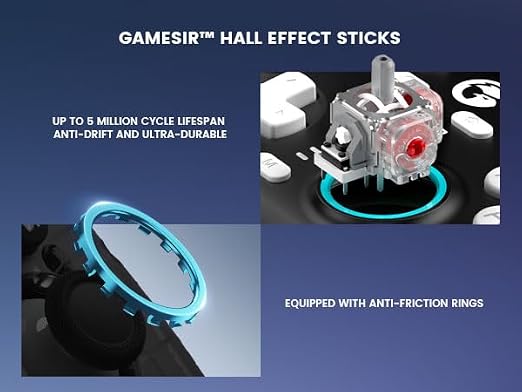 GameSir Super Nova Wireless Gaming Controller for PC/Switch/iOS/Android, Hall Effect Stick & Trigger, RGB Lighting, Swappable ABXY, Detachable Faceplate, 1000mAh with Charging Dock - Black&White”