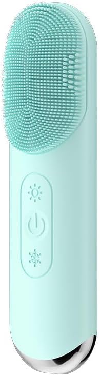 Silicone Facial Cleansing Brush with Heating & Vibration – Rechargeable Face Cleansing Device with Soft Silicone Bristles for Daily Skincare Routine