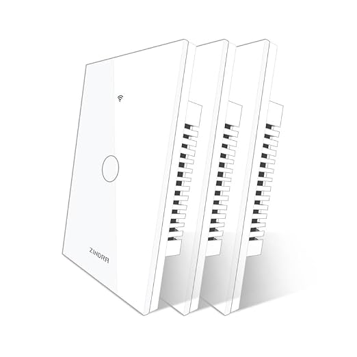 Smart Touch Wall Light Switch with Matter, Tempered-Glass Panel, Neutral Wire Required, Single-Pole, 2.4GHz Wi-Fi, App/Voice Control with Alexa/Google/Apple Home, Timers & Schedules 1 Gang – 3 Pack