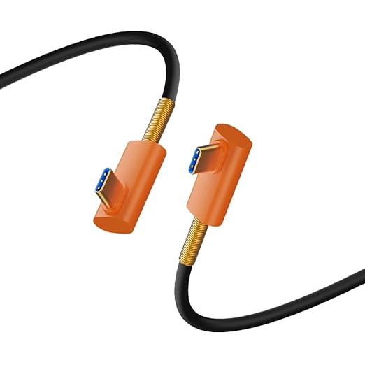 10 inch USB 4.0 Type C Silicone Cable, 40Gbps Bidirectional Data, 240W PD Fast Charging, 8K@60Hz Video, Middle to Middle Angle Cord Compatible with Thunderbolt 4/3, Gaming Laptop, Monitor