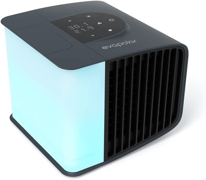 Cooling Fan for Desk and Camping - Portable Air Conditioners - Small Ice Fan for Tent - Mini Swamp Cooler - Evaporative Air Cooler, Evasmart Grey