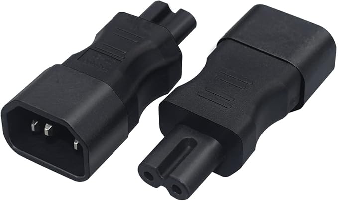 (10Packs IEC 320 C14 to C7 Power Adapter,10A-125V for America, 2.5A-250V for Europe, Male to Female Plug Adapters Standard AC Power Cord for PDU UPS