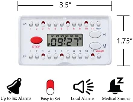 e-Pill 5 Times a Day x 7 Day Large Weekly Pill Organizer, Vitamin and Medicine Pill Box - with Discreet Case and Pill Reminder