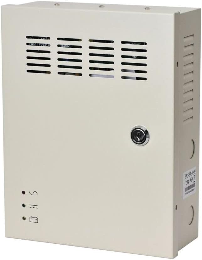 EVERSECU 18 Channel 12V 10Amp DC Metal Boxed Cabinet Regulated UPS Power Supply Unit with Backup Battery Link for Burglar Alarms CCTV Cameras PTZ Access Control (Battery Not Included)