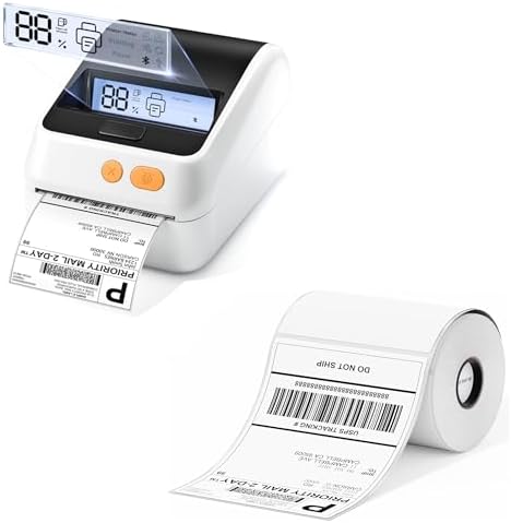 Phomemo D421R Bluetooth Thermal Label Printer with Screen for Paper Level Display - RFID Auto Size Detection 4x6 Thermal Printer with Segmented Code Screen with 250 Labels
