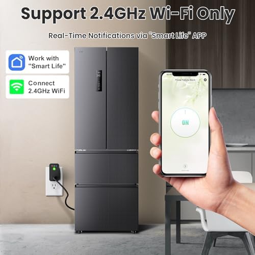 Power Failure Alarm WiFi, 2 Pack Smart Power Outage Alarm & App Notifications, Mini Size Freezer Alert & Loud 110dB & LED Indicator & Voltage Detection, Home Power Monitor for GFCI Trips, Sump Pump ﻿
