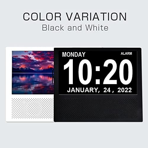 Santek Medicine Reminder Alarm Day Clock Calendar Digital Picture Frame with Big Clear Color Display for Senior Kids Dementia Alzheimer's Memory Loss and Forgetful Minds with AC Adapter (Black)