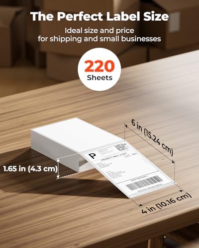 RW403B Bluetooth Thermal Label Printer+4"x6" Direct Thermal Shipping Labels