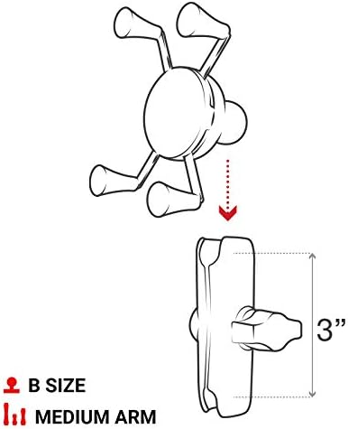 RAM MOUNTS X-Grip Small Phone Holder Mount with Medium Composite Double Socket Arm Compatible with RAM B Size 1" Ball Components RAP-HOL-UN7B-201U