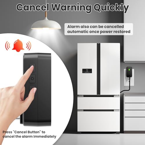 Power Failure Alarm WiFi, 2 Pack Smart Power Outage Alarm & App Notifications, Mini Size Freezer Alert & Loud 110dB & LED Indicator & Voltage Detection, Home Power Monitor for GFCI Trips, Sump Pump ﻿