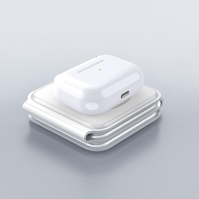 IHAO 3in1 Megnetic Attraction Wireless Charging Station Foldable Fast Charger for iPhone 15/14/13, iWatch & AirPods 15W Charging Stand with Strong Magnet Fold to Stand Multi-Device Safe Charging-White