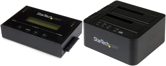 StarTech.com 1:1 Standalone Hard Drive Duplicator with Disk Image Manager for Backup and Restore & .com Standalone Hard Drive Duplicator, External Dual Bay HDD/SSD Cloner/Copier