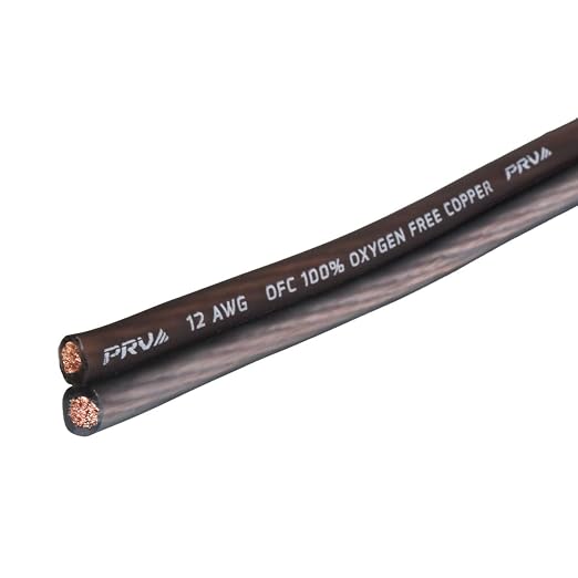 PRV AUDIO 12 Gauge (AWG) Speaker Wire Premium Oxygen-Free Copper OFC - 100 Feet Roll (Black/Grey) Ultra Flex Cable for Car Home Audio Applications