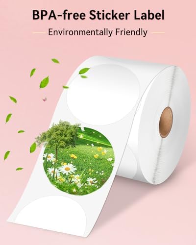 Phomemo 4x6 Shipping Label Printer with Touch Screen, Wireless Bluetooth Thermal Printer for Small Business & Packages, Compatible with Amazon Shopify UPS USPS, 2” White Circle Label, 750 Labels