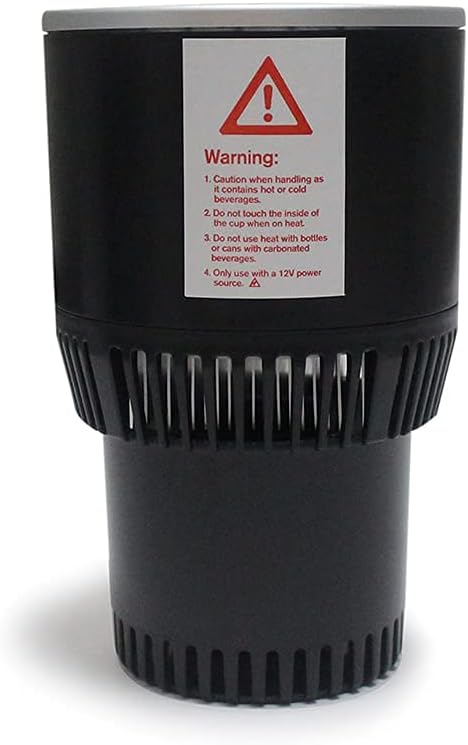 Auto Car Cup Holder Heating Cooling Drinks Smart Cooler Warmer Heater for Coffee Beverage Milk (Black with Silver)