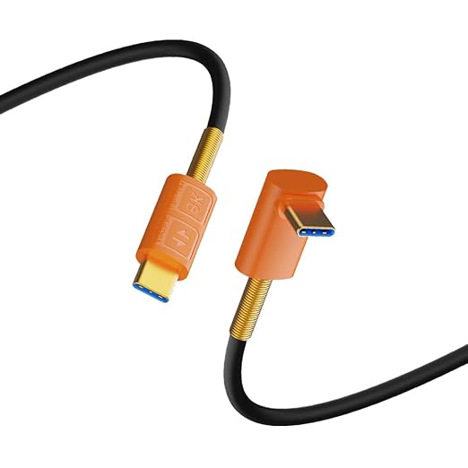 10 inch USB 4.0 Type C Silicone Cable, 40Gbps Bidirectional Data, 240W PD Fast Charging, 8K@60Hz Video, Straight to Up Down Angle Cord Compatible with Thunderbolt 4/3, Gaming Laptop, Monitor