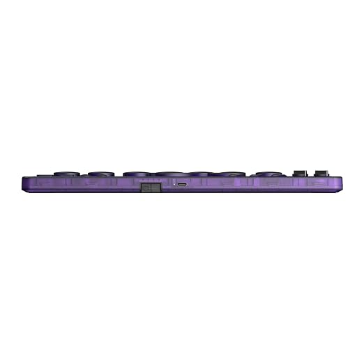 8BitDo All-Button Arcade Controller for Switch & Windows – 3 Connection Modes, Low-profile Linear Switches, 4 Programmable Buttons, Hot-swappable PCB - Transparent Purple Signature Edition