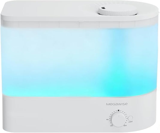 MEGAWISE 6L Ultrasonic Cool Mist Humidifier for Bedroom, Quiet Operation Under 28dB, 28W Energy-Saving Design, Auto Shut-Off for Baby Room, Large Room and Indoor Plants