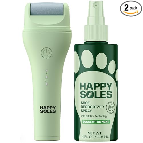 Electric Callus Remover & Shoe Deodorizer Spray Bundle - Rechargeable Pedicure Tool + Odor Fighter for Shoes (Eucalyptus Mint)
