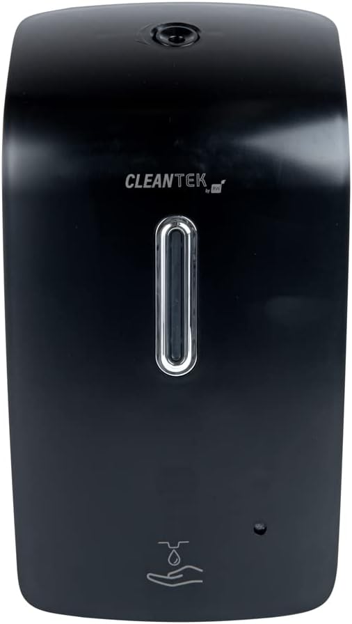Restaurantware Clean Tek Professional 33.4 Ounce Automated Soap Dispenser 1 Touchless Wall-Mountable Soap Dispenser - Security Key Black Plastic Soap Dispenser Transparent For Liquid Soap