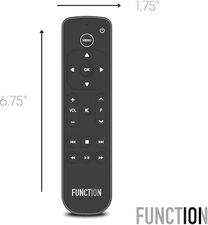 Function101 F101-ATVRM 2-Pack | Replacement Button Remote for Apple TV | Infrared Connectivity | 2 AAA Batteries Included