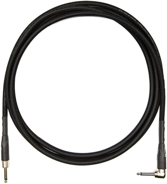 Rattlesnake Cable - 20 Foot Standard Black Guitar Instrument Cable Straight to Right Angle 1/4-Inch plugs