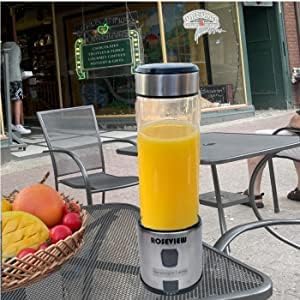 Portable Smoothie blender ROSEVIEW Glass bottle USB rechargeable mini Handheld Ice Shakes Cup 2 blend juicer Cordless Personal smoothies maker Fruit mixer