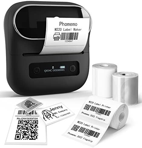 Phomemo M220 Label Maker & 1 Roll Rainbow Gradient Circle Thermal Label, 1.96" x 1.96"（50x50 mm）, Portable Sticker Label Maker Machine for Mailing, Storage, Address, Clothing, Home, Office
