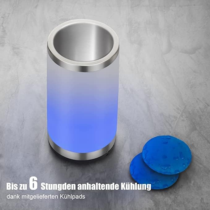 Wine Chiller with Rechargeable RGB Touch Lamp| Wine Bottle Cooler Bucket| Double Walled Insulator with 2 Ice Pack for 750ml Champagne| Perfect Wine Gifts| Wine Accessories for Party/Dinner