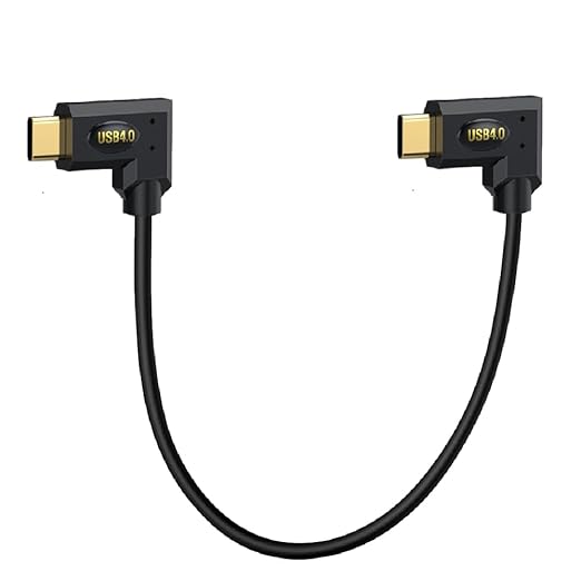1ft Bidirectional USB 4.0 Type C Cable, 40Gbps Data, 240W PD Charging, 8K@60Hz Video, Left Right to Left Right Angle Male Cord for Thunderbolt 4/3, Smartphones, Laptops, Monitor, Gaming Console